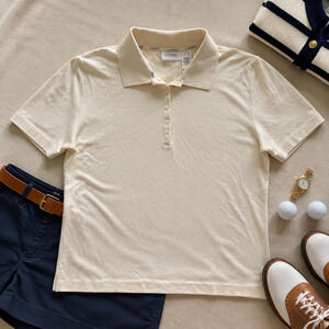 Vintage Lizgolf Liz Claiborne Polo Shirt Womens XL Cream Knit Golf Top NWT